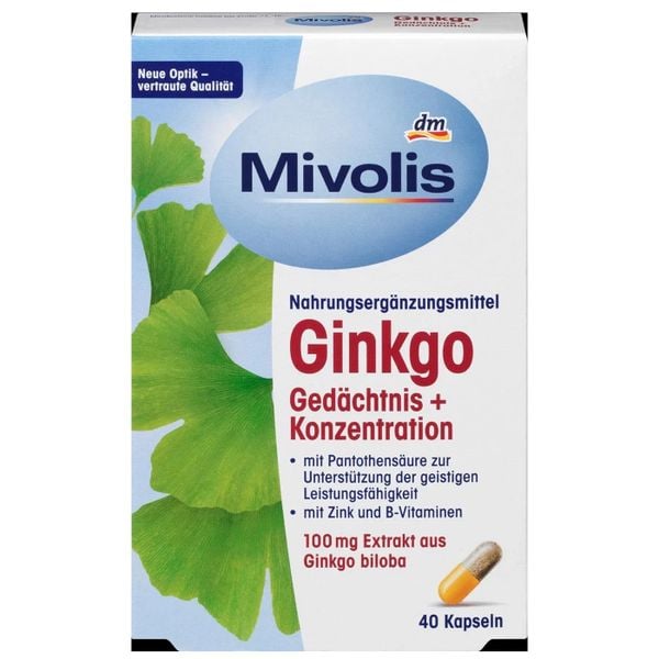  Viên uống hỗ trợ tăng cường trí nhớ Mivolis Ginkgo 40 viên 20g 