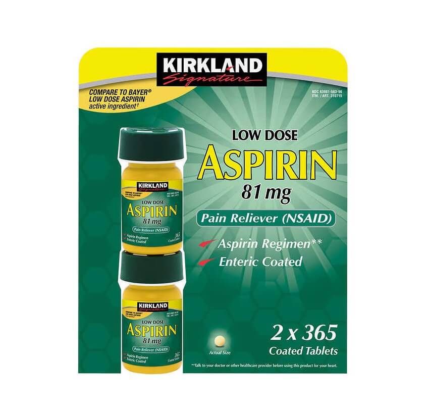  Viên uống giảm đau Kirkland Low Dose Aspirin của Mỹ 2x365 viên 