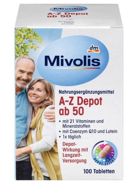  Vitamin Tổng Hợp Mivolis A-Z Depot Ab Cho Người Trên 50 Tuổi, 100 Viên 