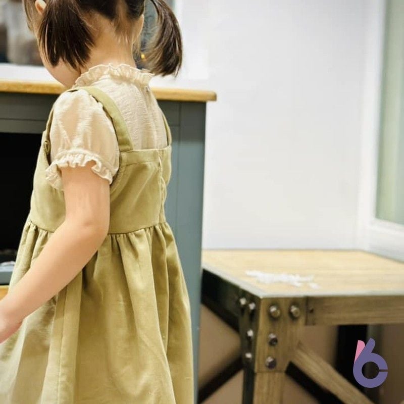 sẵn mayclothess váy yếm đầm cổ yếm váy tơ xòe ba tầng váy cổ yếm váy  babydoll váy đi biển