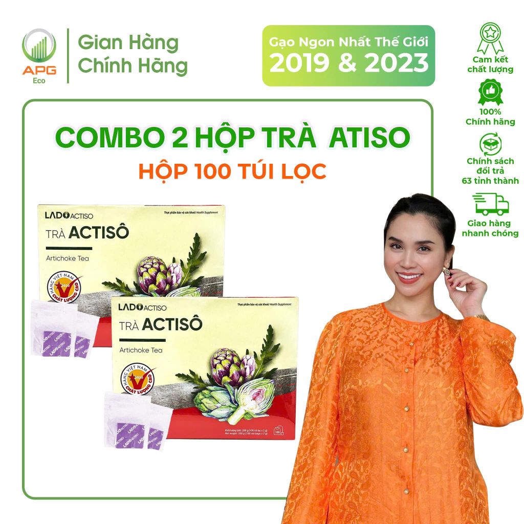 COMBO 2 Hộp Trà ACTISO LADOPHAR HỘP 100 Túi Lọc