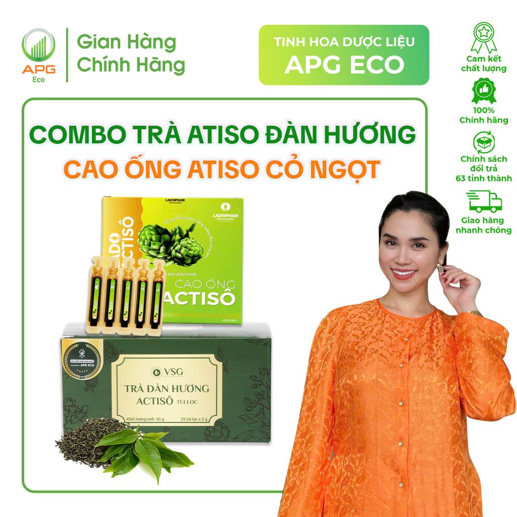 Combo Trà Atiso Đàn Hương và Cao Atiso Cỏ Ngọt, thức uống cho sức khoẻ
