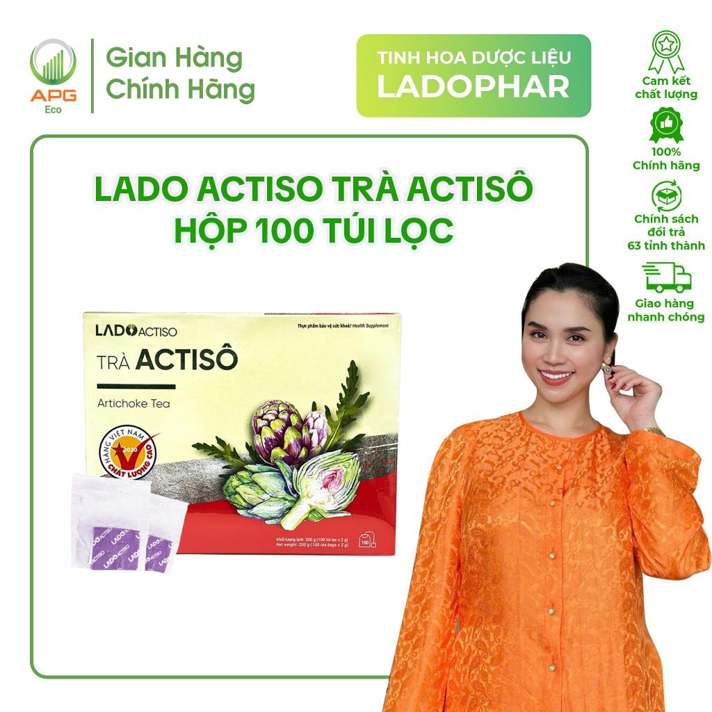 [LADOPHAR] Trà actiso túi lọc Ladophar hộp 100 túi, hữu cơ