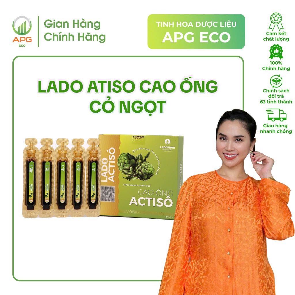 Cao ống Actisô Có Cỏ Ngọt Ladophar hỗ trợ bảo vệ gan và giải độc gan (10 ống x 10ml)