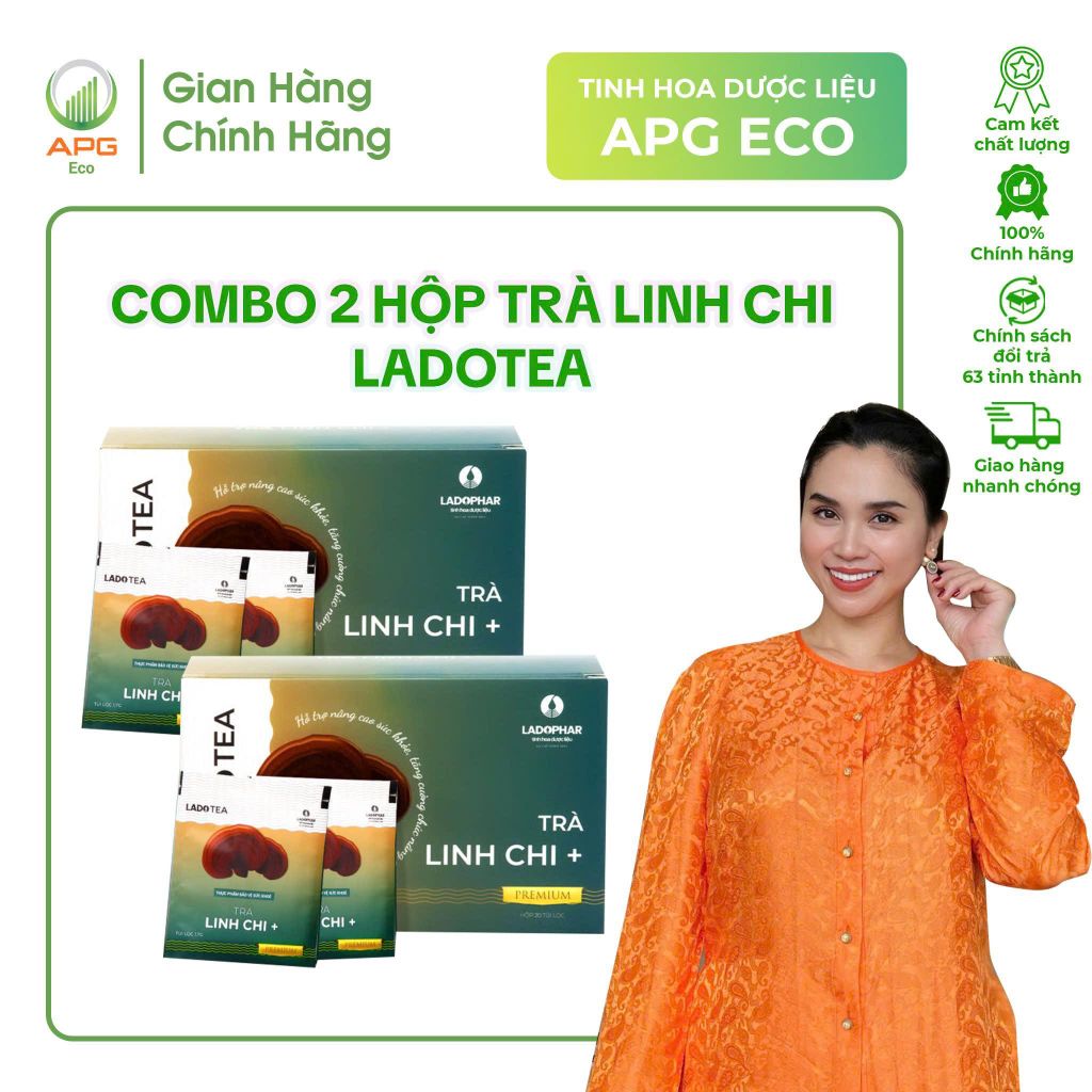 COMBO 2 Hộp Trà Linh Chi Lado Tea Túi Lọc Hộp 20 Túi Lọc