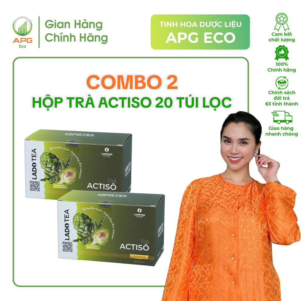 Combo 2 Hộp Trà Actiso (Hộp 20 túi lọc), hữu cơ, tăng cường sức khỏe