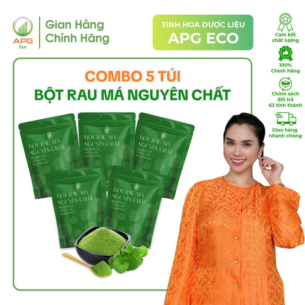 Combo 5 Túi Bột Rau Má Nguyên Chất APG ECO, Quy cách túi 2.5g x 20gói