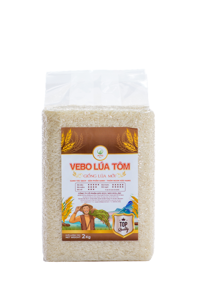 Gạo Vebo Lúa Tôm thượng hạng 2kg hút chân