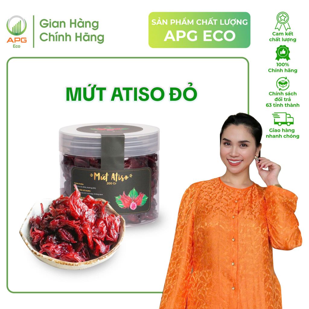 Mứt Atiso Đỏ Tết APG ECO Vị Giòn, Chua Nhẹ, Thanh Ngọt ngào mứt Tết, Quy cách hộp 200gr