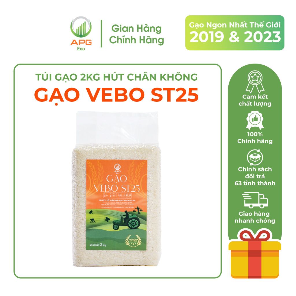 Gạo Vebo ST25 thượng hạng,  hút chân không 2 kg