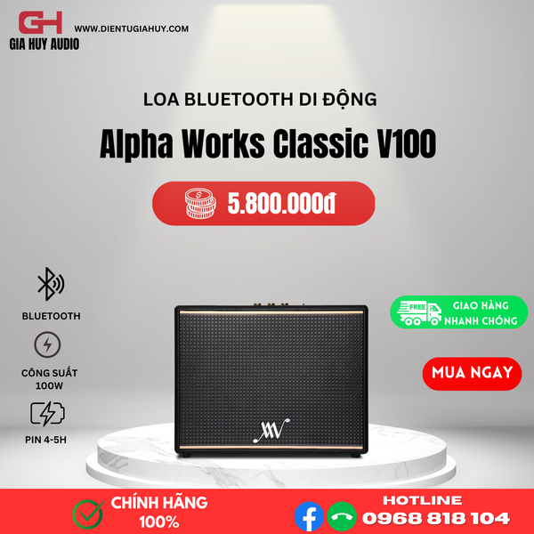 Loa Bluetooth Retro Alpha Works Classic V100