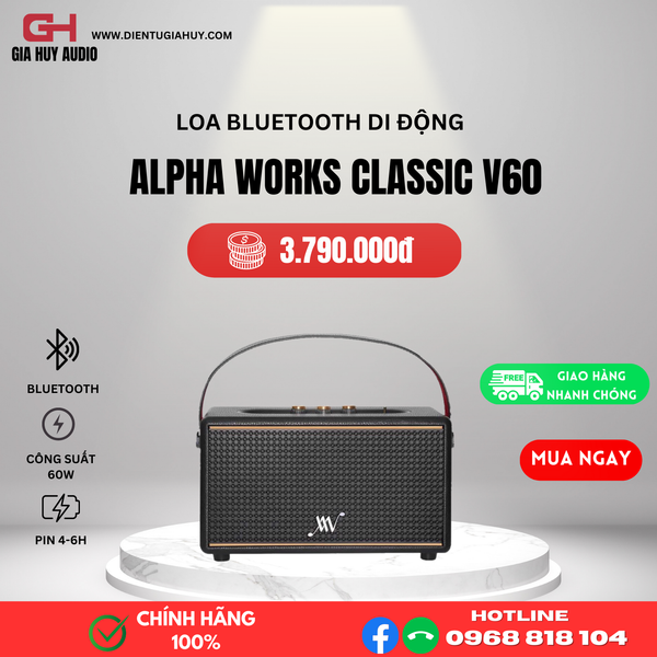 Loa Bluetooth ALPHA WORKS CLASSIC V60, AUX, USB