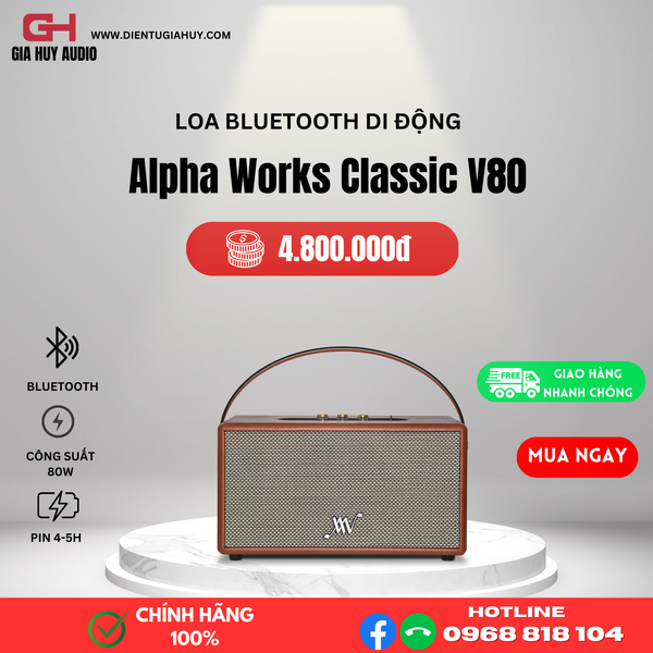 Loa Bluetooth Retro Alpha Works Classic V80