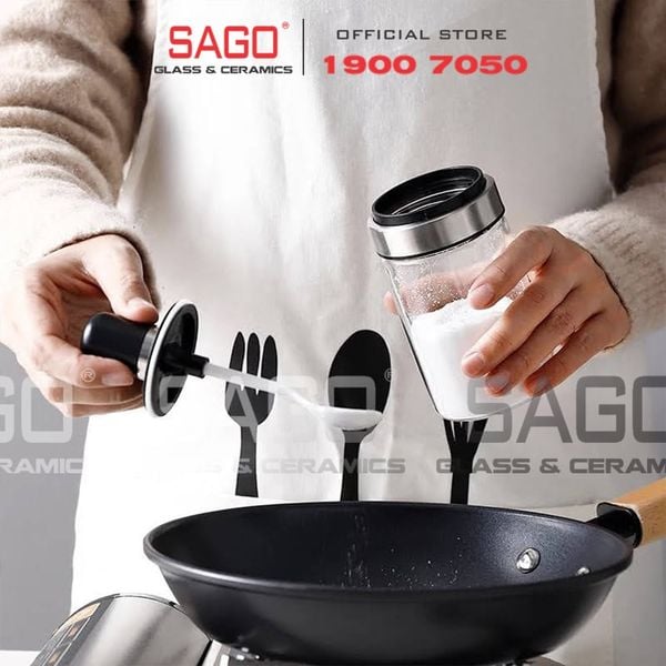  Hũ Thủy Tinh Gia Vị Có Thìa 250ml Viền Inox Cao Cấp | Thủy Tinh Cao cấp 
