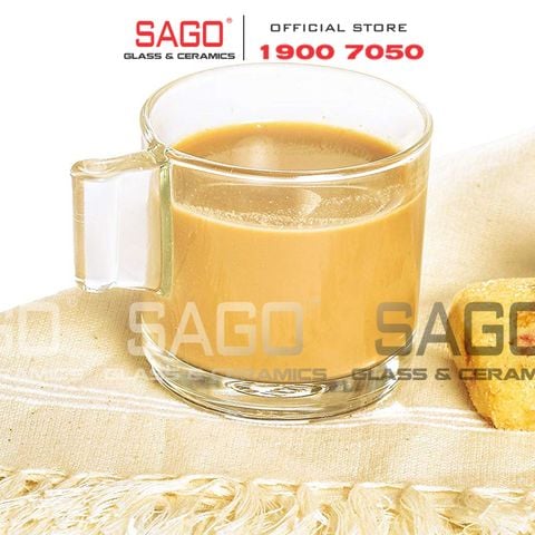  Lucky 304903 - Ly Thủy Tinh Lucky Có quai Cafe Nóng Capuchino 82ml | Nhập Khẩu Thái Lan 