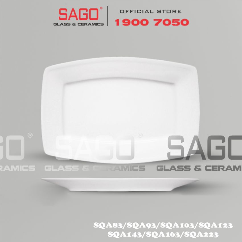  CK SQA*03 - Dĩa Sứ CK Hình Chữ Nhật (SQA*03) | Trắng Trơn , Tùy Chọn Kích Thước 