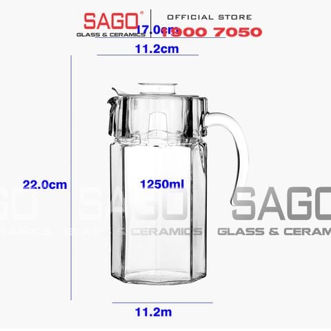  Deli EH1003-1 - Bình thủy tinh Deli Lục Lăng 1250ml | Thủy Tinh Cao Cấp 
