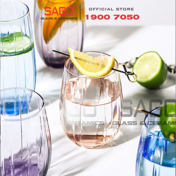 Deli JS5139-2B - Ly Thủy Tinh Deli Linka Blue Rock Glass 380ml | Thủy Tinh Cao Cấp 