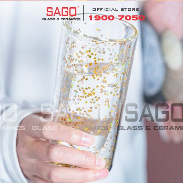  Deli GPB208-L1 - Ly Thủy Tinh 02 lớp Delisoga Borosilicate Hight Ball Double Wall Star Glass 270ml | Thủy Tinh Cao Cấp 