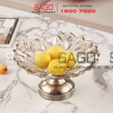  ELEGANT NC-398.1 - Dĩa Thủy Tinh Kim Cương Chân Đồng Elegant Đường Kính 25.0cm | Thủy Tinh Màu Cao Cấp 