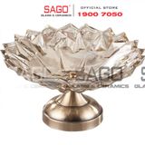  ELEGANT NC-398.1 - Dĩa Thủy Tinh Kim Cương Chân Đồng Elegant Đường Kính 25.0cm | Thủy Tinh Màu Cao Cấp 
