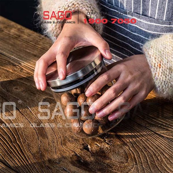  Hũ Thủy Tinh Cao Cấp Dlicsy Nắp Nhấn Inox Có Ron Kín Hơi | Tùy Chọn Dung Tích , Thủy Tinh Chịu Nhiệt 