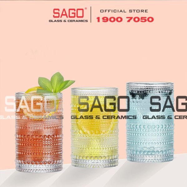  INS 311ZD - Ly Thủy Tinh INS Polka Dots Islande Tumber Glass 360ml | Thủy Tinh Cao Cấp 