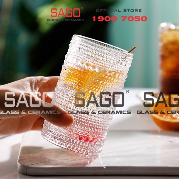  INS 311ZD - Ly Thủy Tinh INS Polka Dots Islande Tumber Glass 360ml | Thủy Tinh Cao Cấp 