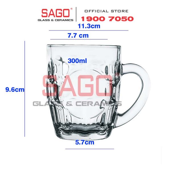  Union 217 - Ly thủy tinh Có Quai Union Beer Mug Glass 300ml | Thủy Tinh Cao Cấp Nhập Khẩu Thái Lan 