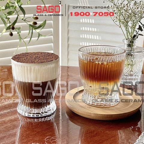  Deli DSKB162-1A - Ly Thủy Tinh Deli Stripes Rock Glass 280ml | Thủy Tinh Cao Cấp 