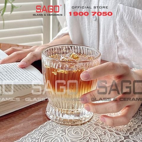  Deli DSKB162-1A - Ly Thủy Tinh Deli Stripes Rock Glass 280ml | Thủy Tinh Cao Cấp 