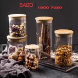  Hũ Thủy Tinh Trụ Nắp Gỗ Tre Cao Cấp | Tùy Chọn Dung Tích 