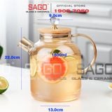  Deli GPH25HA - Bình Thủy Tinh Chịu Nhiệt Delisoga Borosilicate Glass Pitcher 1800ml Nắp Gỗ | Thủy Tinh Cao Cấp 