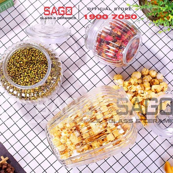  Hũ Thủy Tinh Sọc Nắp Thủy Tinh Đựng Thực Phẩm | Tùy Chọn Dung Tích 