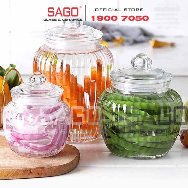  Hũ Thủy Tinh Sọc Nắp Thủy Tinh Đựng Thực Phẩm | Tùy Chọn Dung Tích 