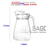  Deli EH1008-1 - Bình Nước Thủy Tinh Deli Pitcher 1150ml | Thủy Tinh Cao Cấp 