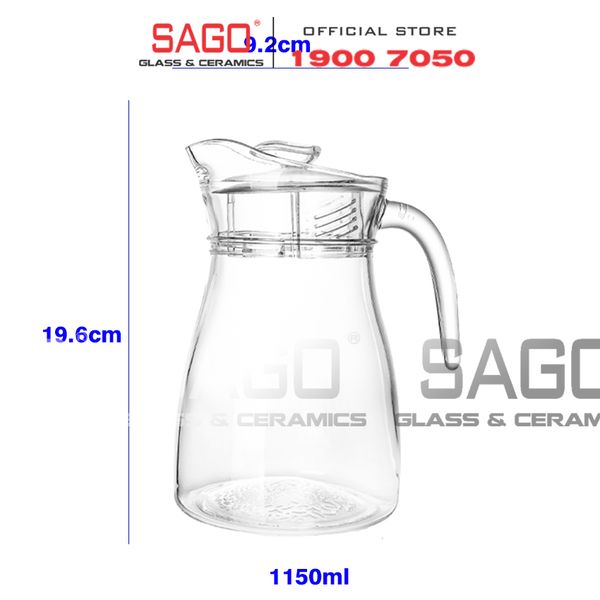  Deli EH1008-1 - Bình Nước Thủy Tinh Deli Pitcher 1150ml | Thủy Tinh Cao Cấp 
