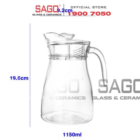  Deli EH1008-1 - Bình Nước Thủy Tinh Deli Pitcher 1150ml | Thủy Tinh Cao Cấp 