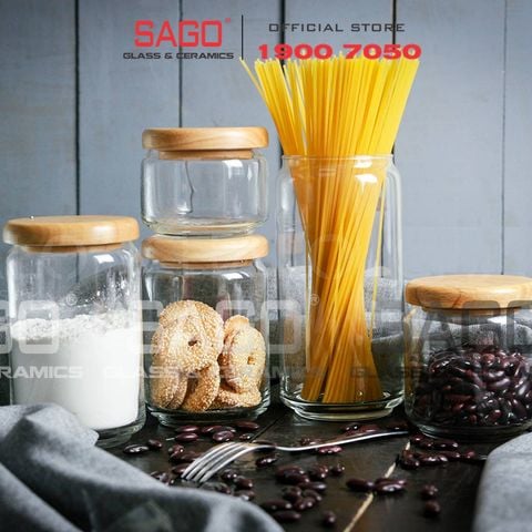  Hũ Thủy Tinh Ocean Pop Jar Wooden Lid Cao Cấp | Nhập khẩu Thái Lan , Tùy Chọn Dung Tích 