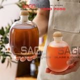  Bình Thủy Tinh Tròn Bầu Nắp Gỗ | Tùy Chọn Dung tích 