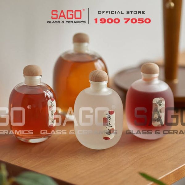  Bình Thủy Tinh Tròn Bầu Nắp Gỗ | Tùy Chọn Dung tích 