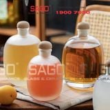  Bình Thủy Tinh Tròn Bầu Nắp Gỗ | Tùy Chọn Dung tích 