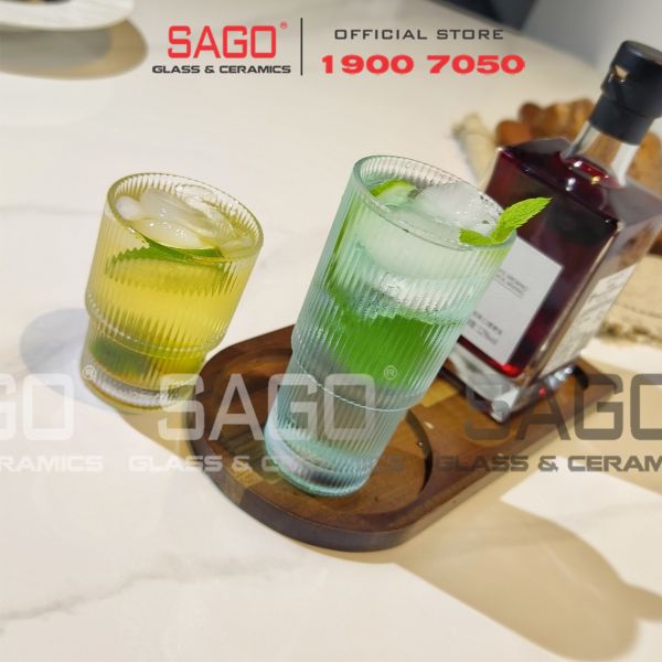  Deli TY7510-2 - Ly Thủy Tinh Deli Stripes Studio Empilable tumber Glass 293ml | Thủy Tinh Cao Cấp 