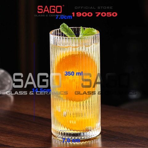  INS 314TH - Ly Thủy Tinh Sọc INS Stripes Islande Tumber Glass 350ml | Thủy Tinh Cao Cấp 