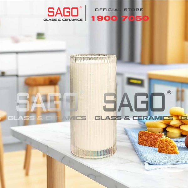  INS 314TH - Ly Thủy Tinh Sọc INS Stripes Islande Tumber Glass 350ml | Thủy Tinh Cao Cấp 