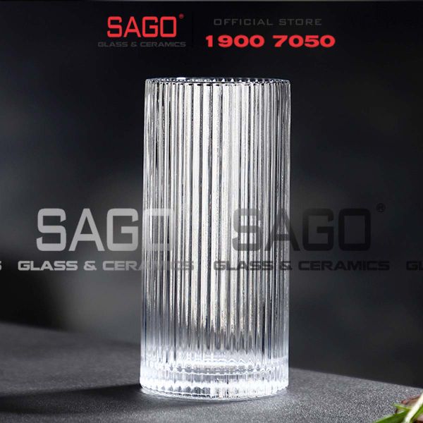 INS 314TH - Ly Thủy Tinh Sọc INS Stripes Islande Tumber Glass 350ml | Thủy Tinh Cao Cấp 