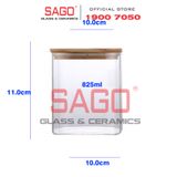  GPG4010-1 - Hũ Thủy Tinh Vuông Delisoga Borosilicate Storage Glass 825ml Nắp Gỗ | Thủy Tinh Cao Cấp 
