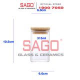  GPG4060-1 - Hũ Thủy Tinh Vuông Delisoga Borosilicate Storage Glass 315ml Nắp Gỗ | Thủy Tinh Cao Cấp 