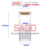  GPG4060-2 - Hũ Thủy Tinh Vuông Delisoga Borosilicate Storage Glass 425ml Nắp Gỗ | Thủy Tinh Cao Cấp 