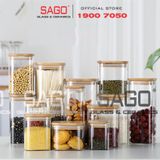 GPG4010-1 - Hũ Thủy Tinh Vuông Delisoga Borosilicate Storage Glass 825ml Nắp Gỗ | Thủy Tinh Cao Cấp 
